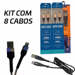 Kit 8 Cabos Inova Compatvel IPhone 1m Atacado Para Revenda