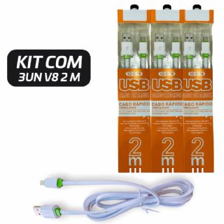 Kit 3 Cabos de Dados H maston V8 2 Metros Atacado Para Revenda