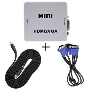 Conversor Adaptador Hdmi Para Vga   Com Sada P2 udio + Cabo Vga + Cabo HDMI